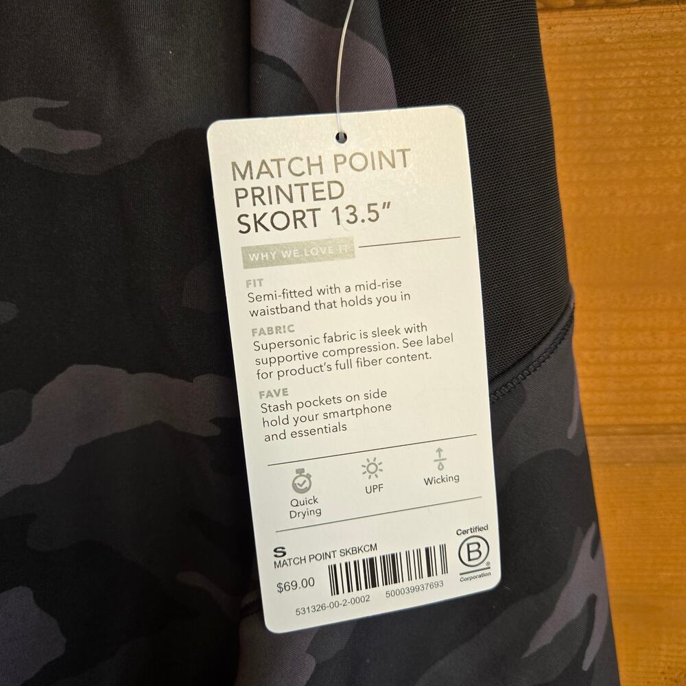 Athleta Match Point Skort NWT 13.5 Dark Camo Small Athleisure Tennis Preppy - Picture 3 of 5